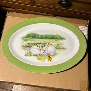 Williams Sonoma Vintage Basket Weave Bunny 🐰 Platter BNIB
